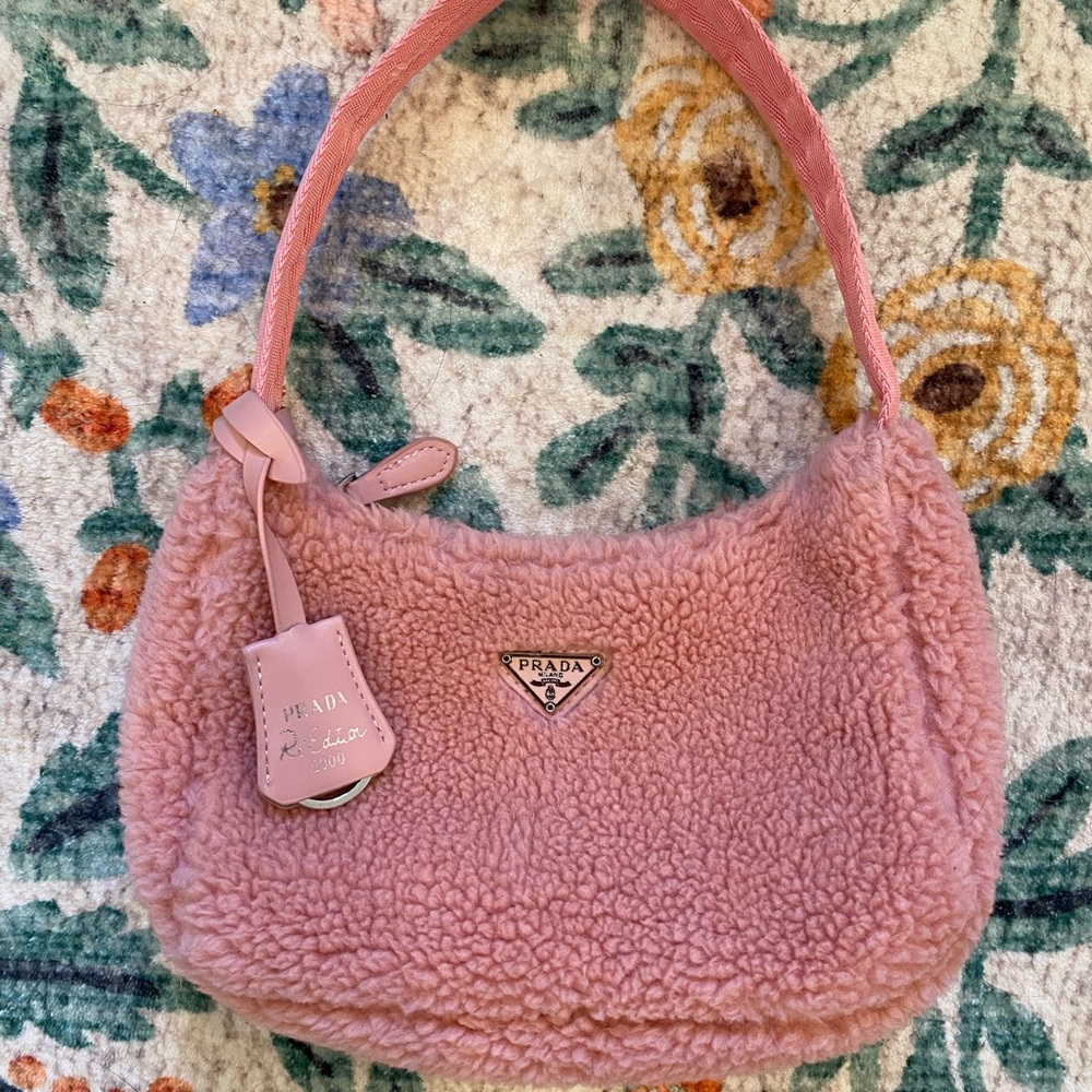 Prada Blush Shearling Tote